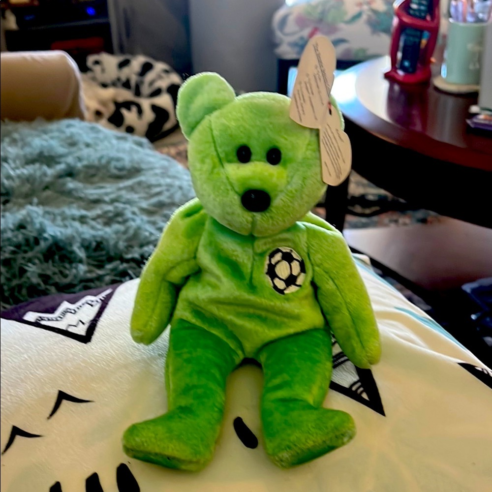 Ty Green Soccer Bear Plush